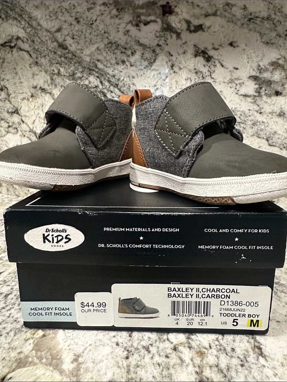 Dr. Scholl's Kids Gray and Tan Velcro Sneaker Boots